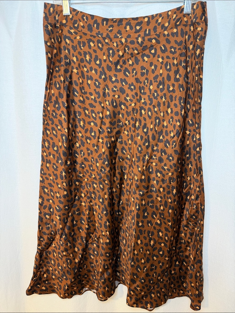 Sezane Rust Brown and Black Silk Leopard Midi Skirt (never worn with tags)